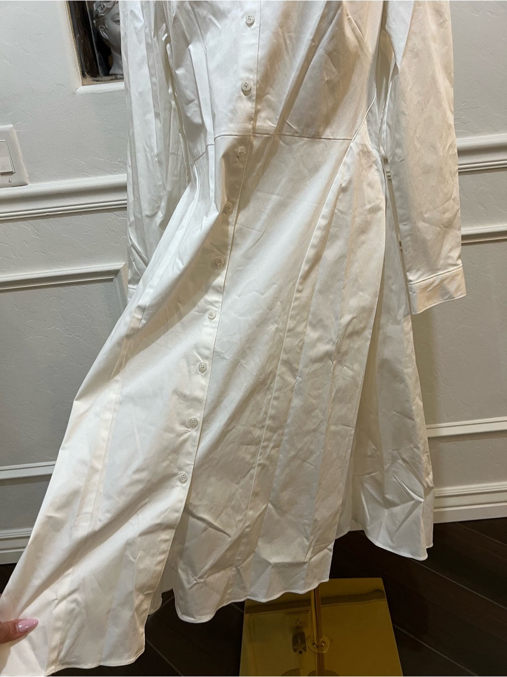 Zac Posen White Button Front Shirtdress Cotton Poplin Size 12 - Picture 9 of 15